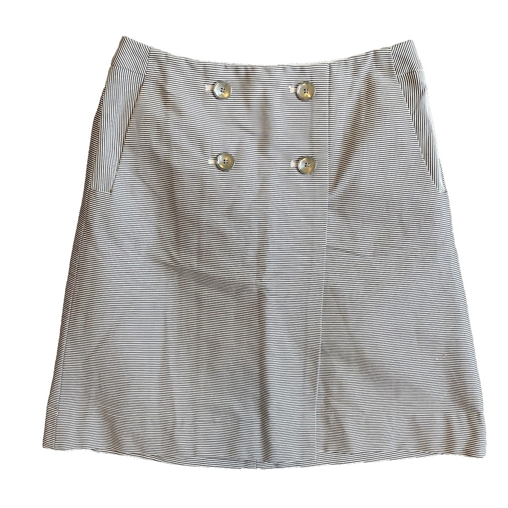 The Limited Black & White Pin Striped Mini Skirt Buttons, Pockets, Lined, Sz 2